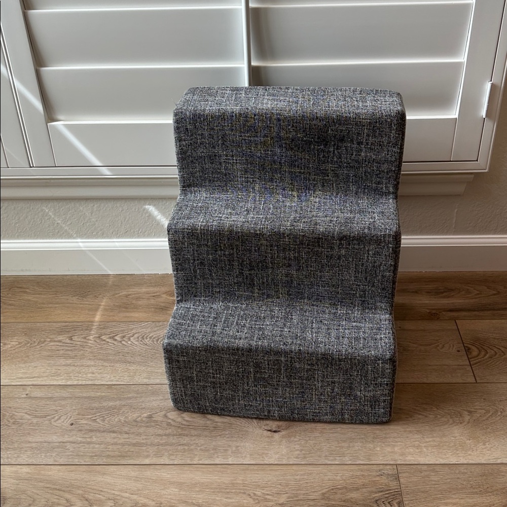 Best Pet Supplies Gray Fabric & Foam Cat & Dog Stairs - 3 Steps